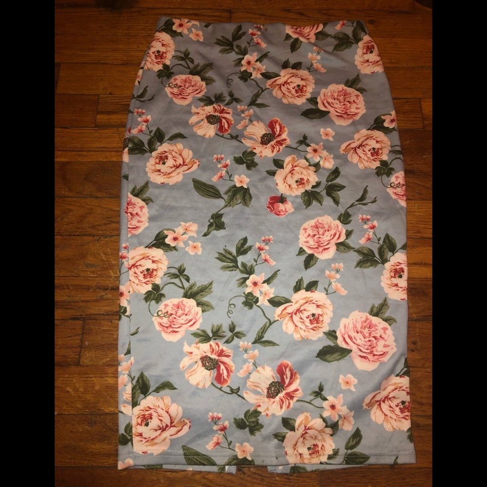 Long flower printed Pencil skirt